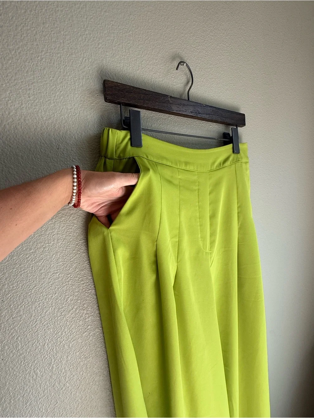 Neon green j.NNA for Dressed in LALA wide leg pants